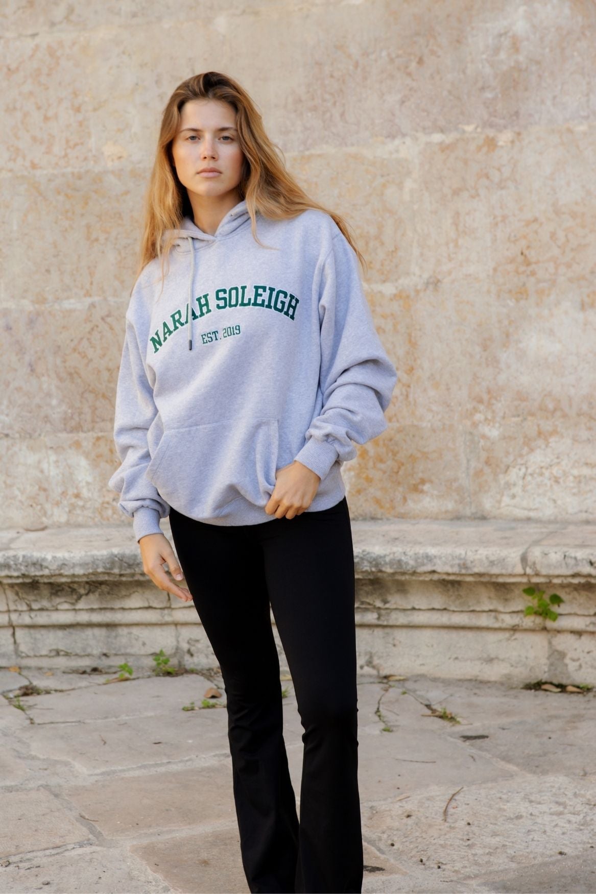 College Hoodie Organic Cotton - Grey Melange - Narah Soleigh