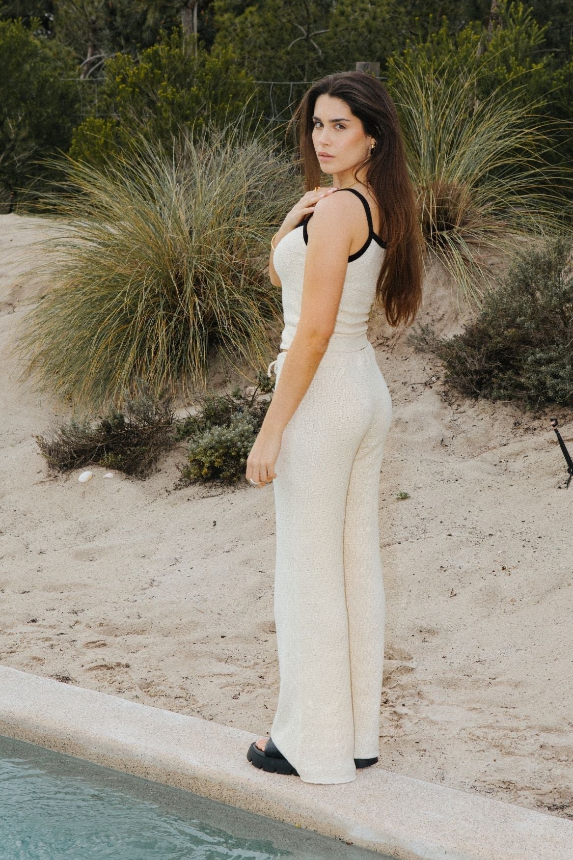 Contrast Knit Top Organic Cotton - Ecru - Narah Soleigh