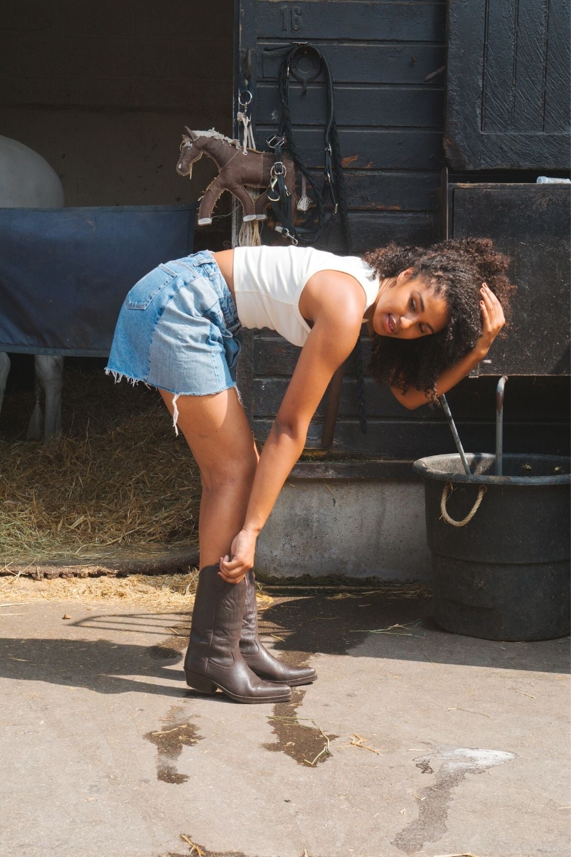 Crop Top Cowgirl Boot Organic Cotton - Off - White - Narah Soleigh