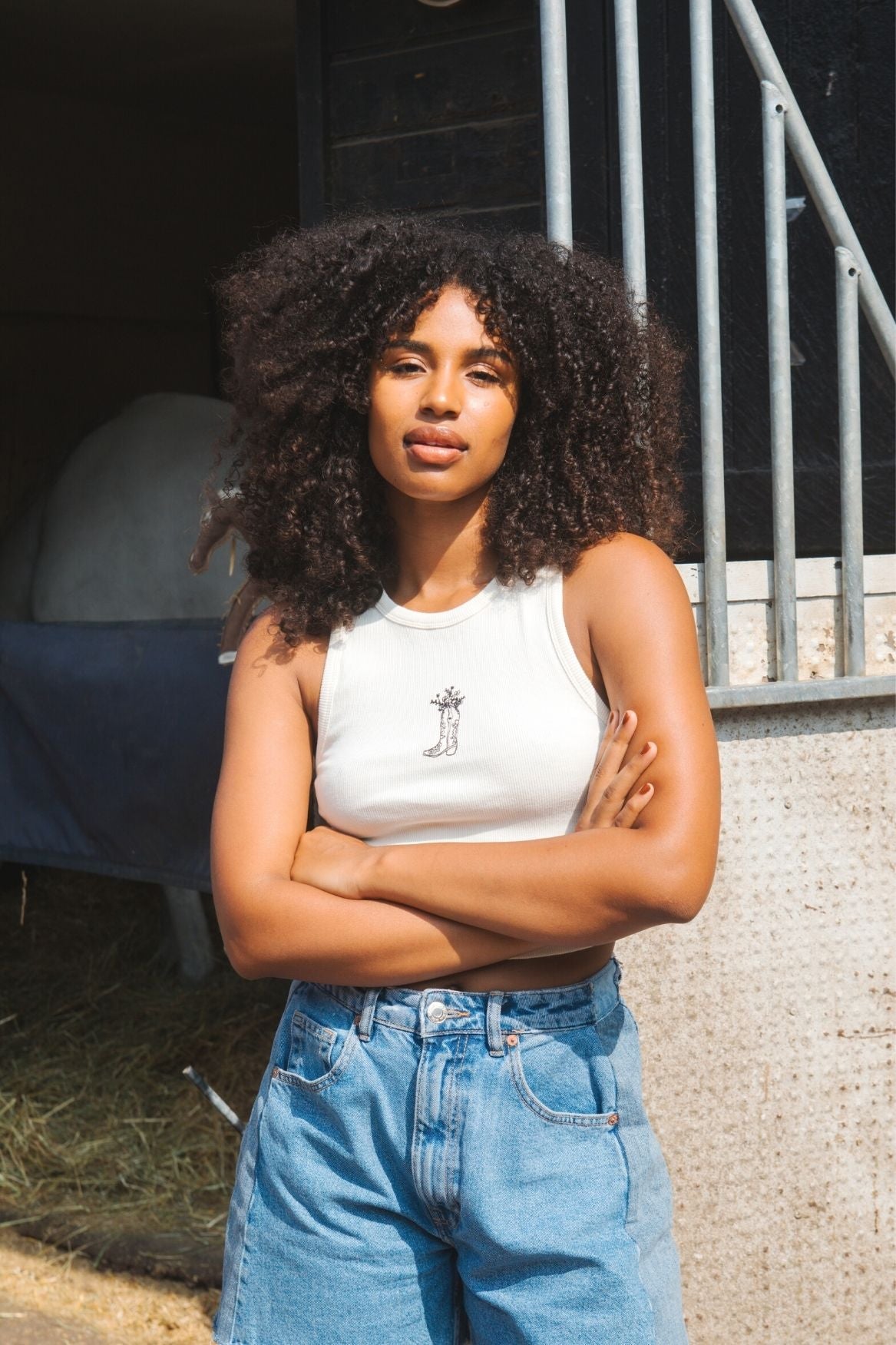 Crop Top Cowgirl Boot Organic Cotton - Off - White - Narah Soleigh