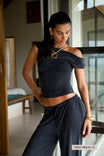 Draped Off - Shoulder Top Cupro - Faded Black - Narah Soleigh | Luxe Line