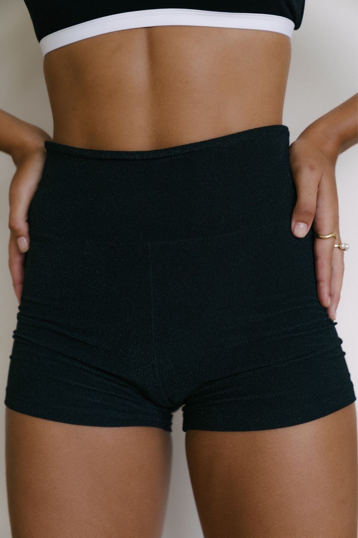 High - Waisted Shorts Tara - Black Terry - Narah Soleigh
