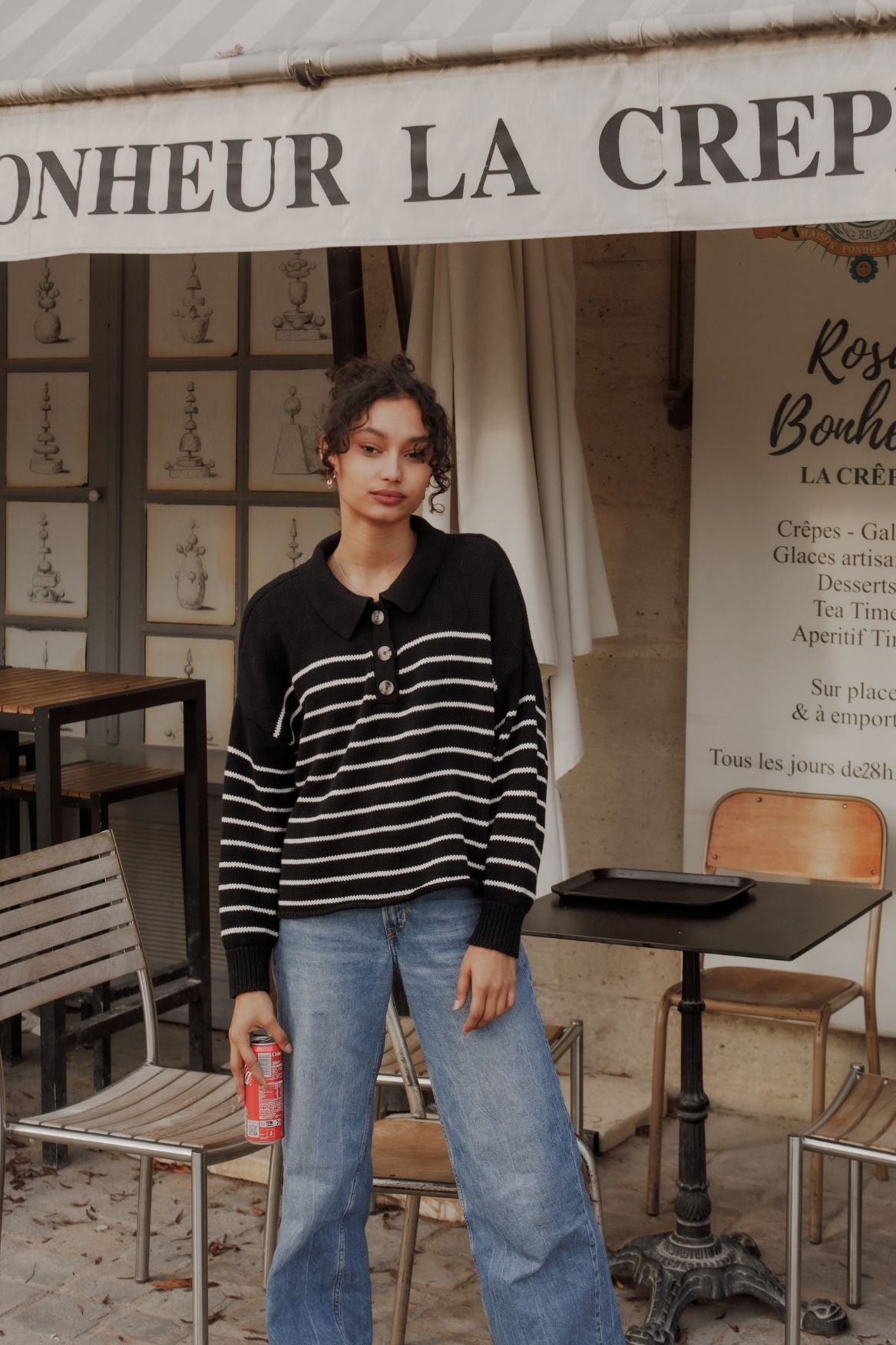 Knit Sweater Elise Organic Cotton - Black & White Striped - Narah Soleigh | Luxe Line