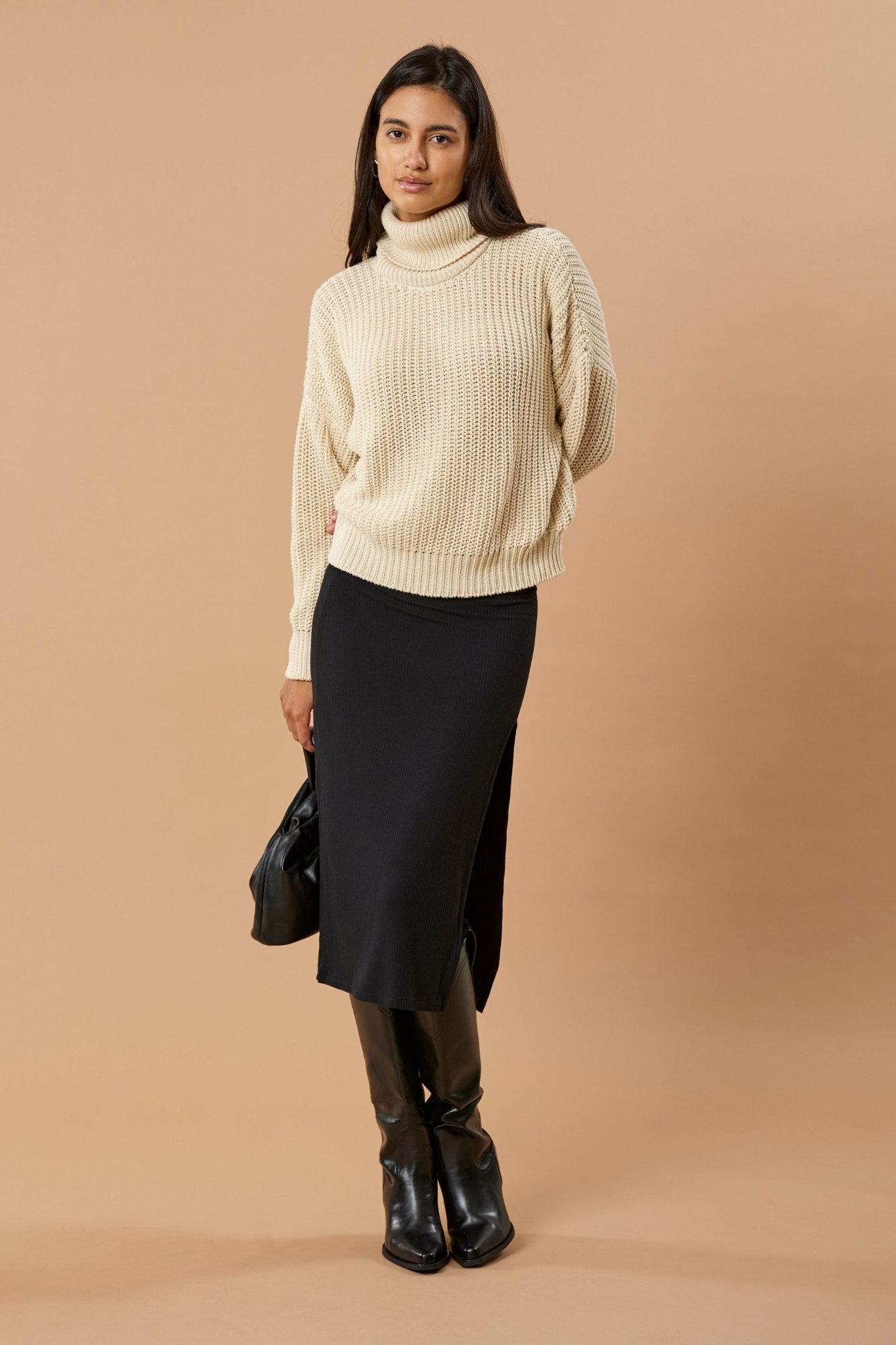 Midi Skirt Amara Modal - Black - Narah Soleigh | Luxe Line