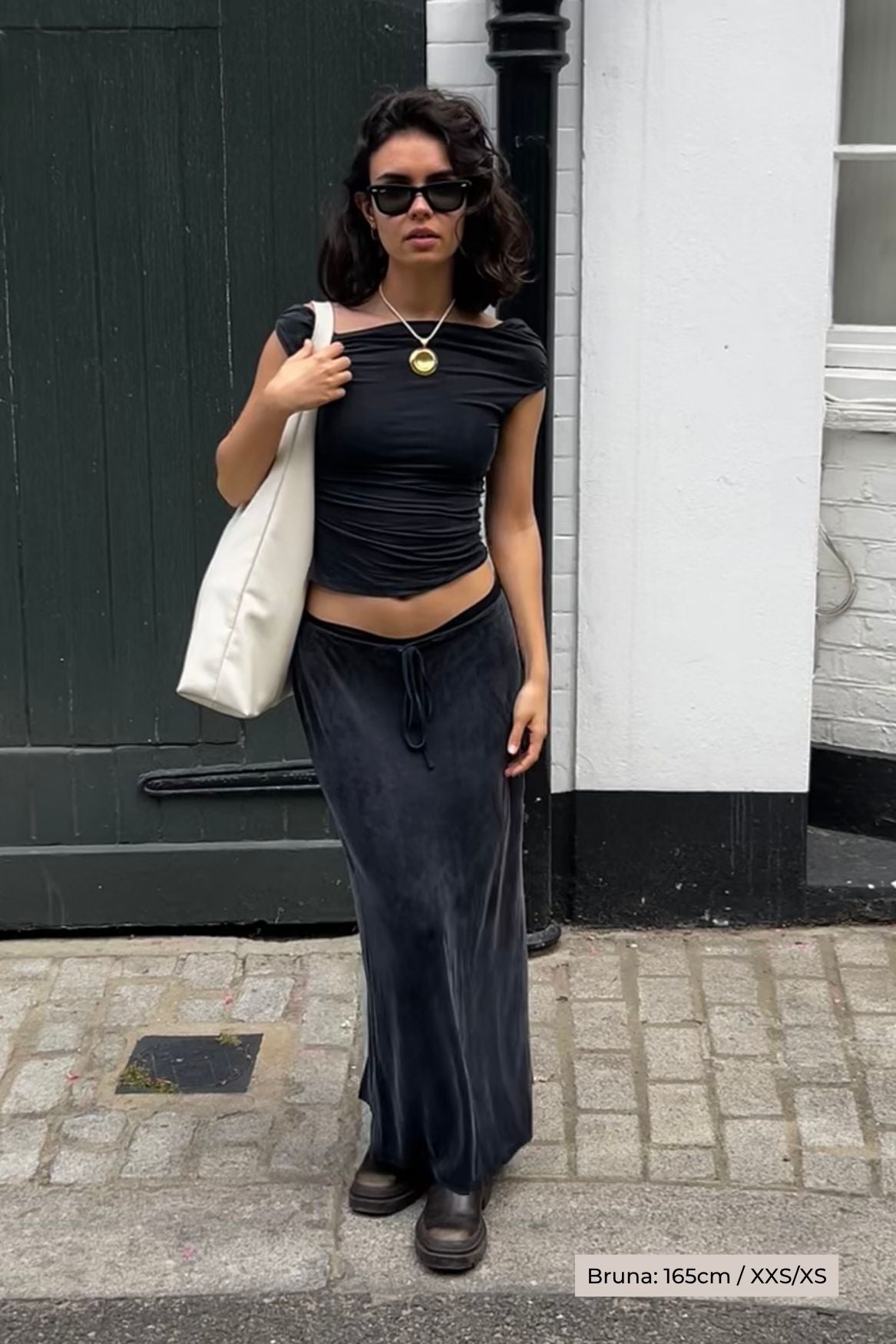 Midi Slip Skirt Cupro - Faded Black - Narah Soleigh | Luxe Line