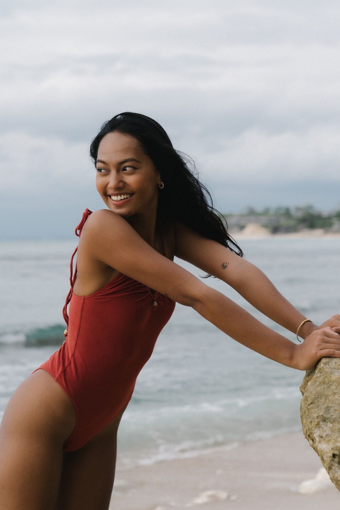 Rust Red Terry One Piece Swimsuit Ava | Narah Soleigh