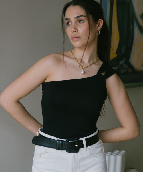 One - Shoulder Cutout Top Micro Modal - Black - Narah Soleigh | Luxe Line