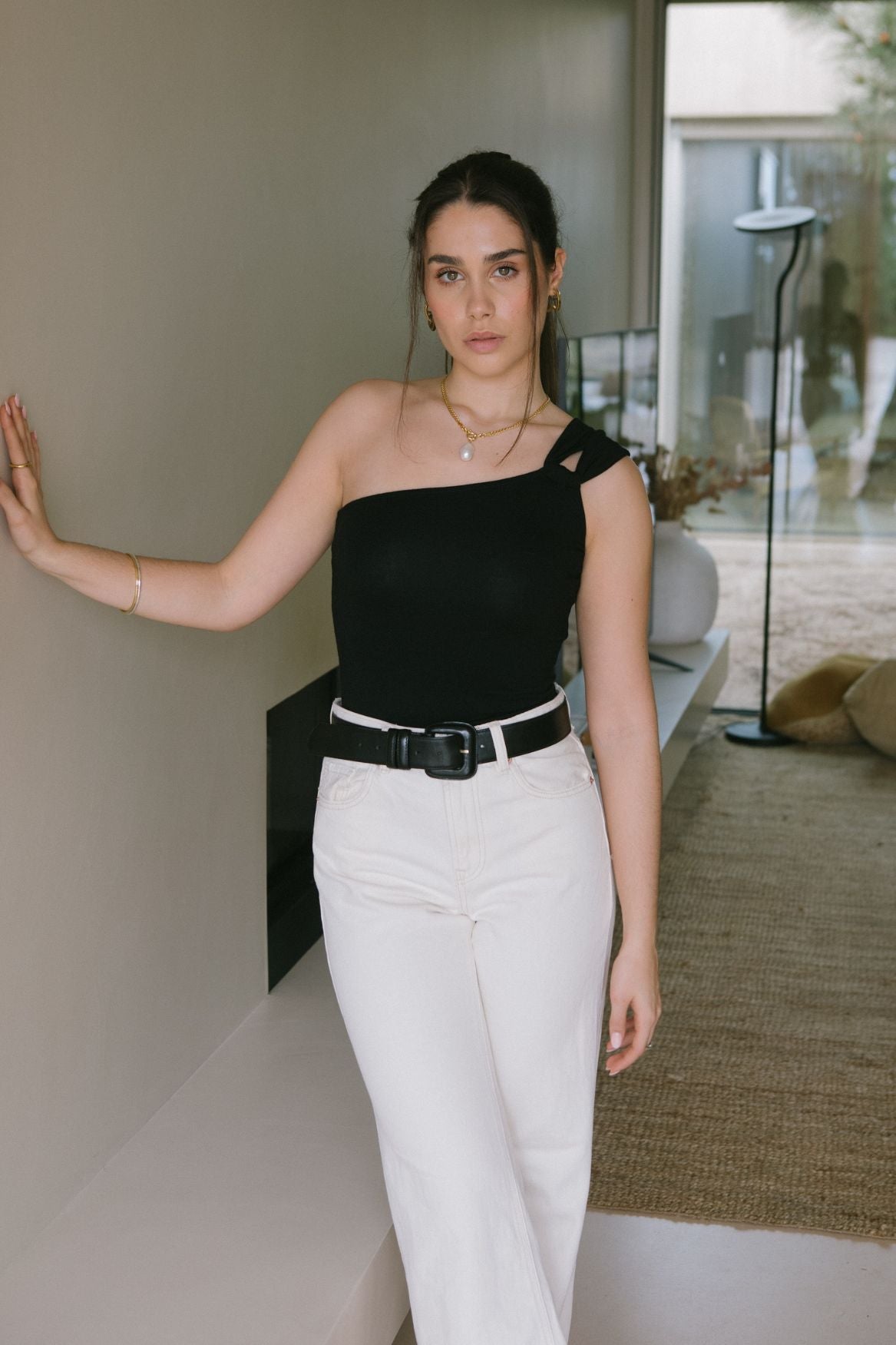 One - Shoulder Cutout Top Micro Modal - Black - Narah Soleigh | Luxe Line