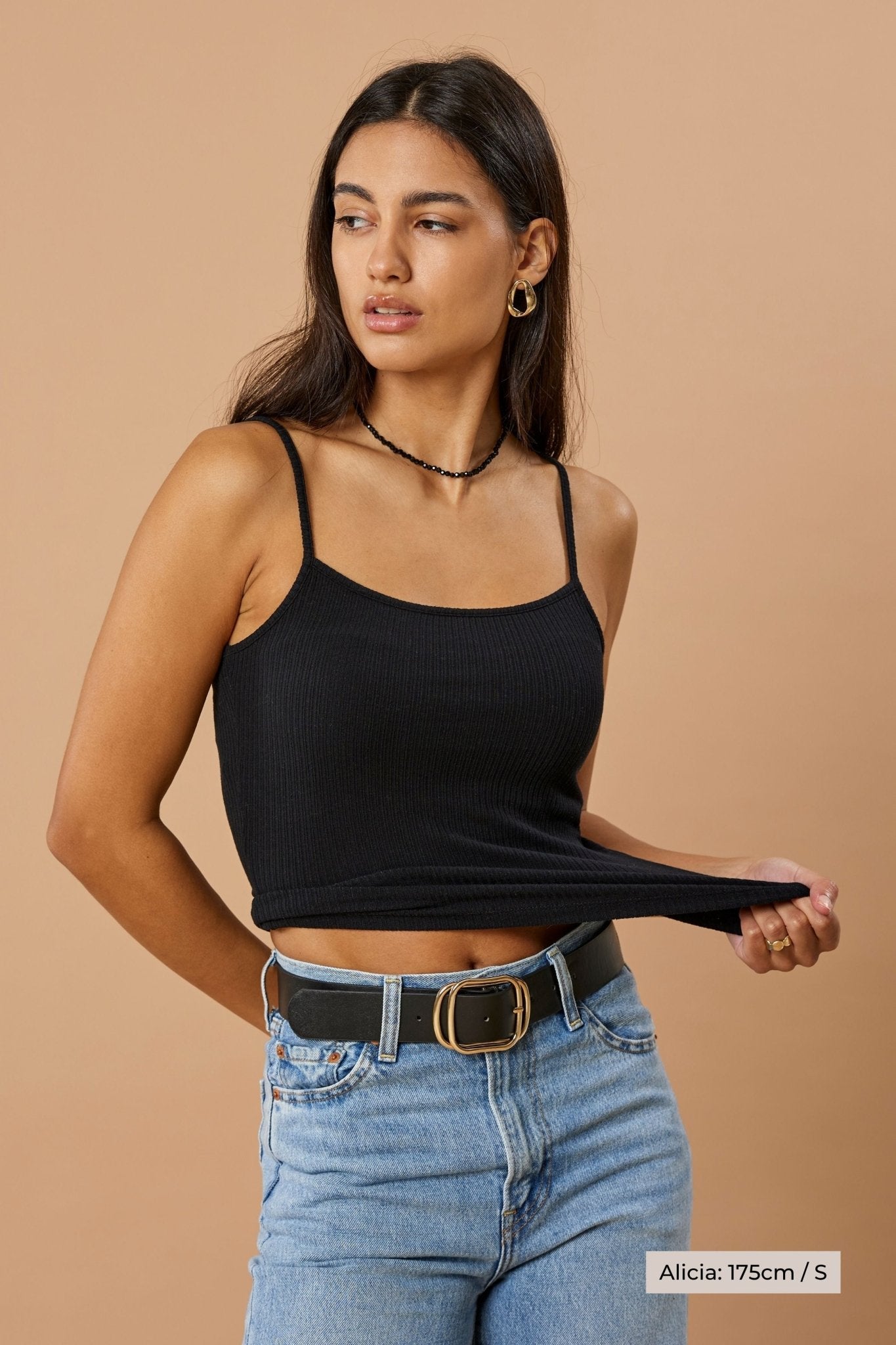 Ribbed TENCEL™ Modal Cami Top – Black | Narah Soleigh