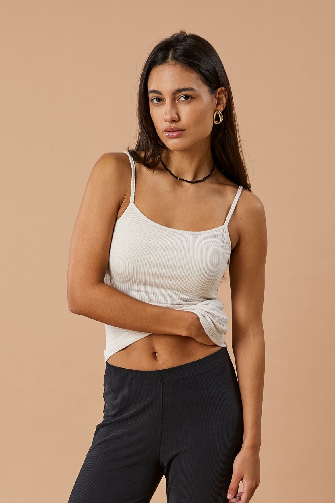 Ribbed Cami Top Modal - Greige - Narah Soleigh | Luxe Line