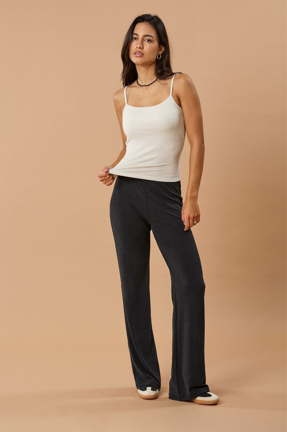 Ribbed Cami Top Modal - Greige - Narah Soleigh | Luxe Line