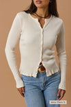 Ribbed Cardigan Organic Cotton - Off - White - Narah Soleigh