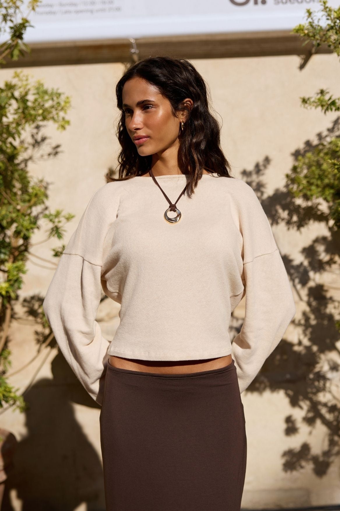 Soft Boatneck Top Organic Cotton - Beige - Narah Soleigh