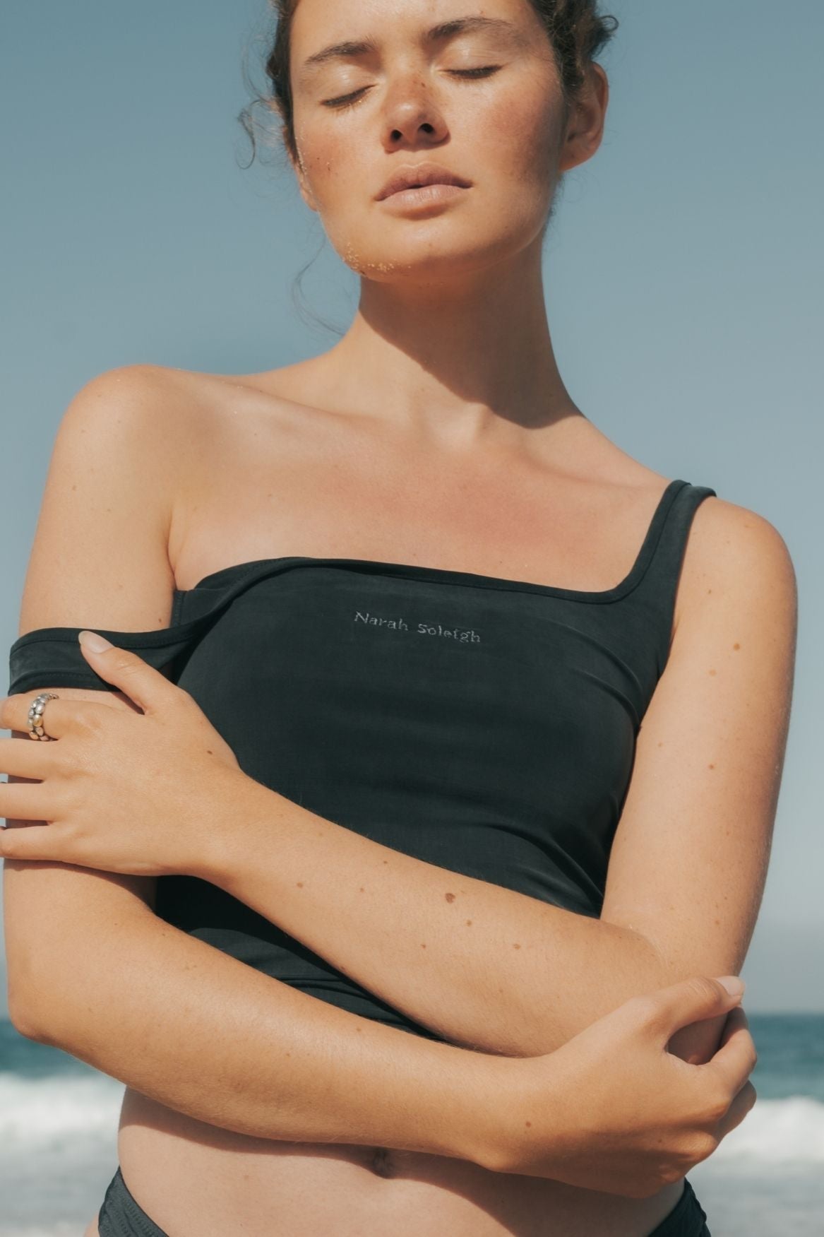 Square Neck Tank Top Cupro - Faded Black - Narah Soleigh | Luxe Line