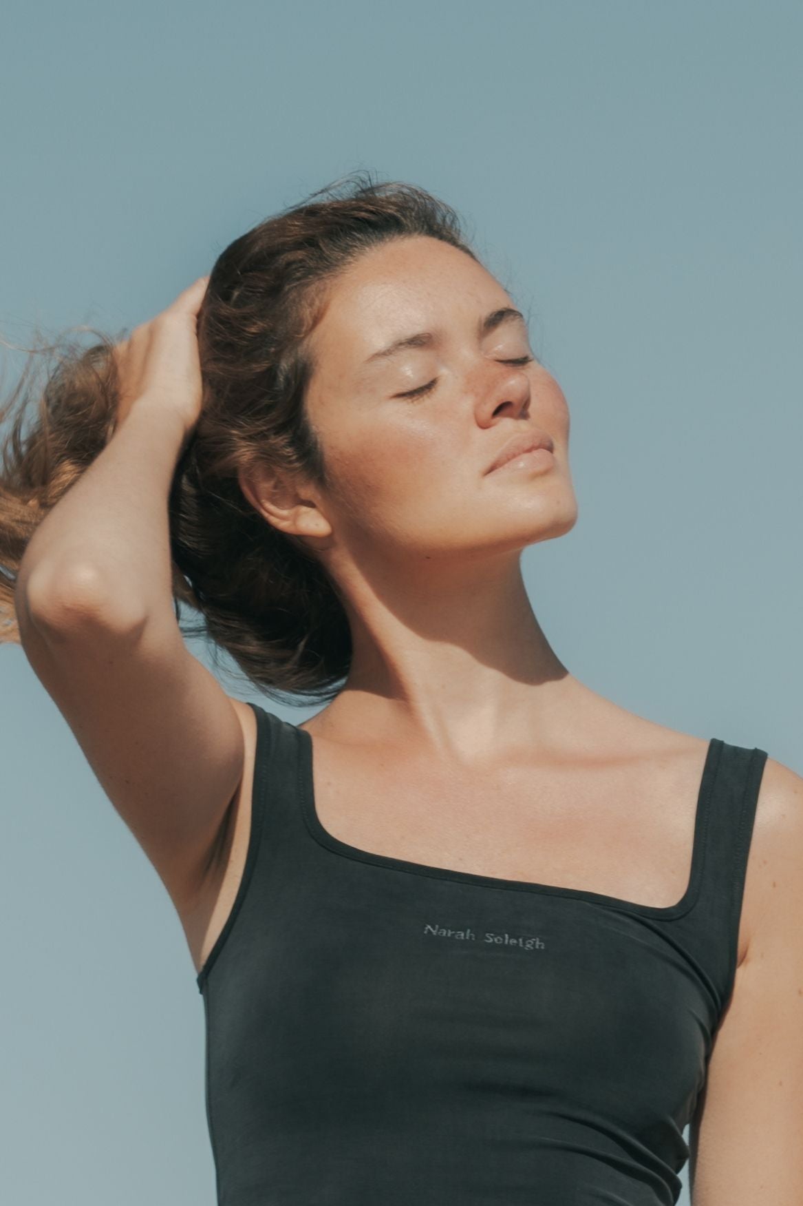 Square Neck Tank Top Cupro - Faded Black - Narah Soleigh | Luxe Line