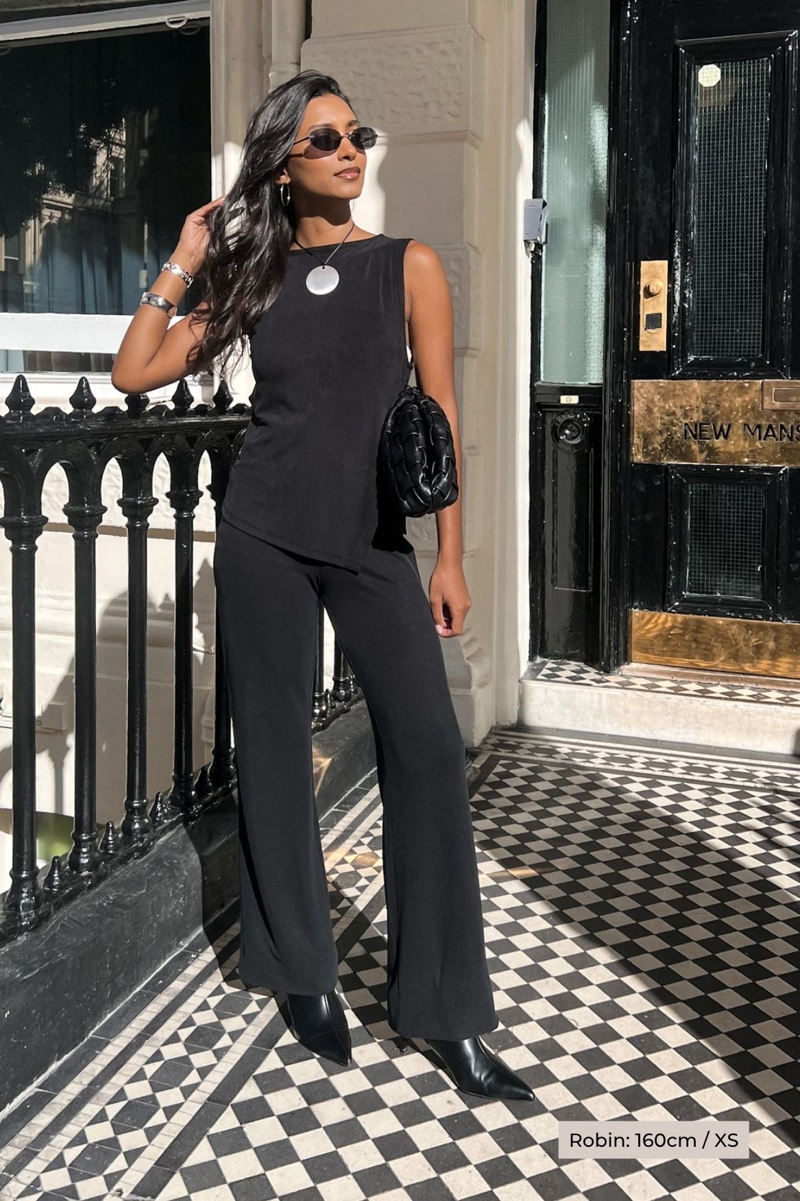 Straight Leg Pant Cupro - Faded Black Rib - Narah Soleigh | Luxe Line