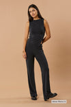 Straight Leg Pant Cupro - Faded Black Rib - Narah Soleigh | Luxe Line