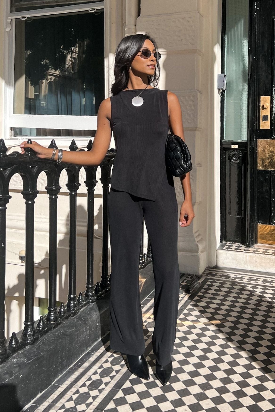 Straight Leg Pant Cupro - Faded Black Rib - Narah Soleigh | Luxe Line