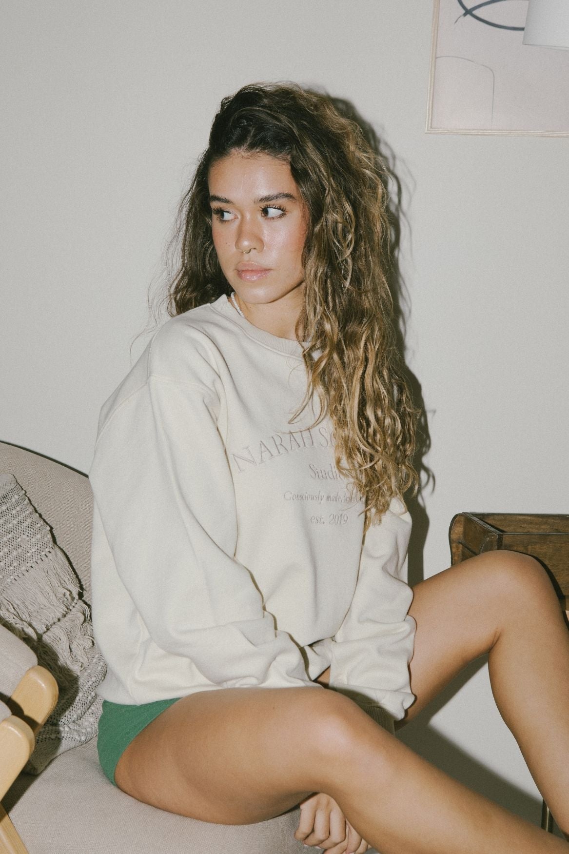 Studio Sweatshirt Organic Cotton - Off - White - Narah Soleigh | Luxe Line