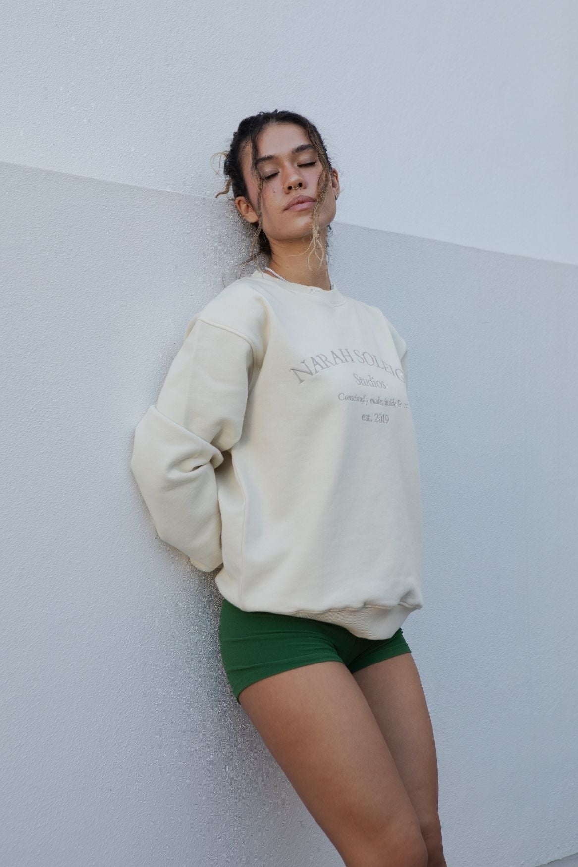 Studio Sweatshirt Organic Cotton - Off - White - Narah Soleigh | Luxe Line