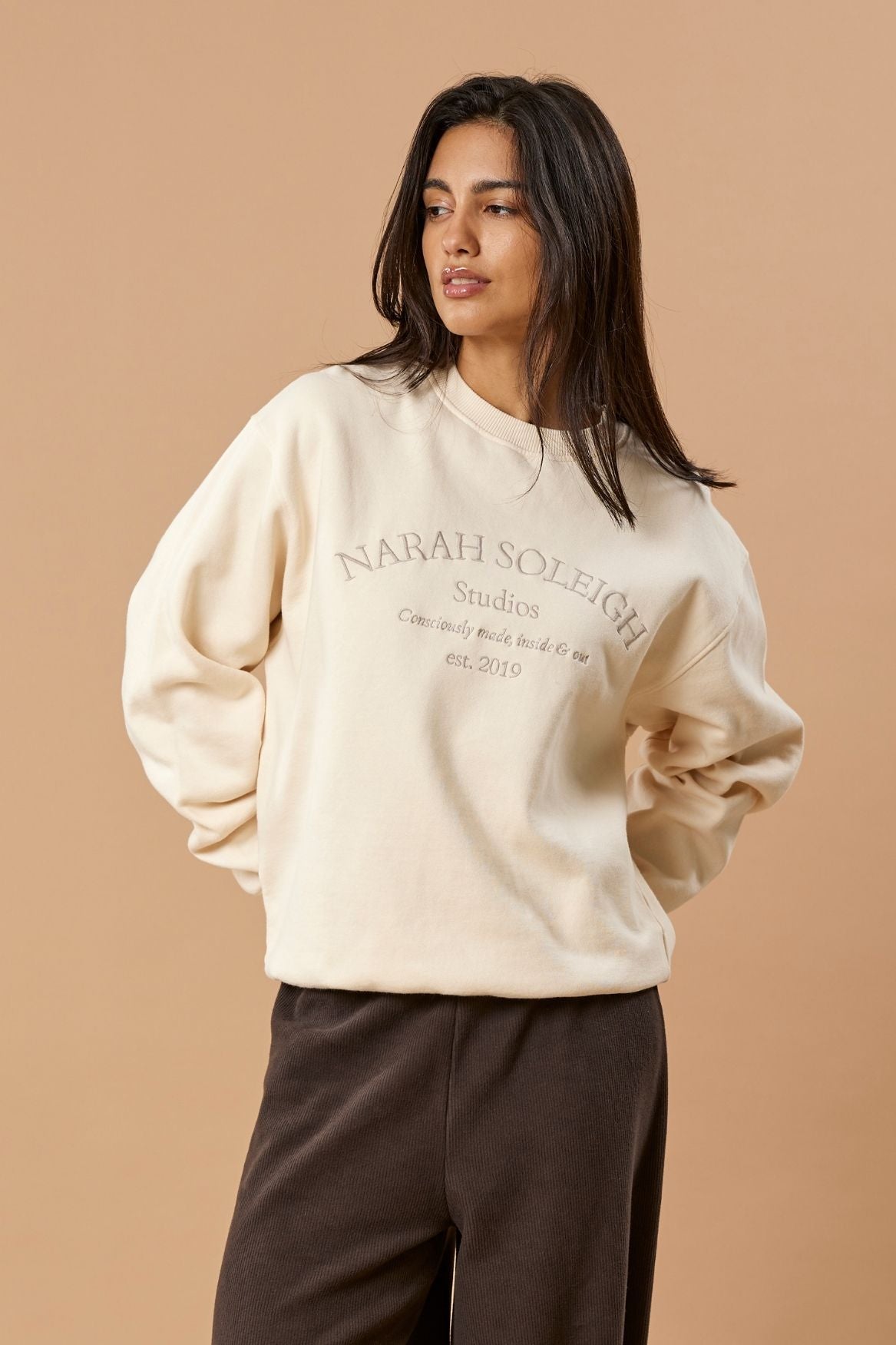 Studio Sweatshirt Organic Cotton - Off - White - Narah Soleigh | Luxe Line