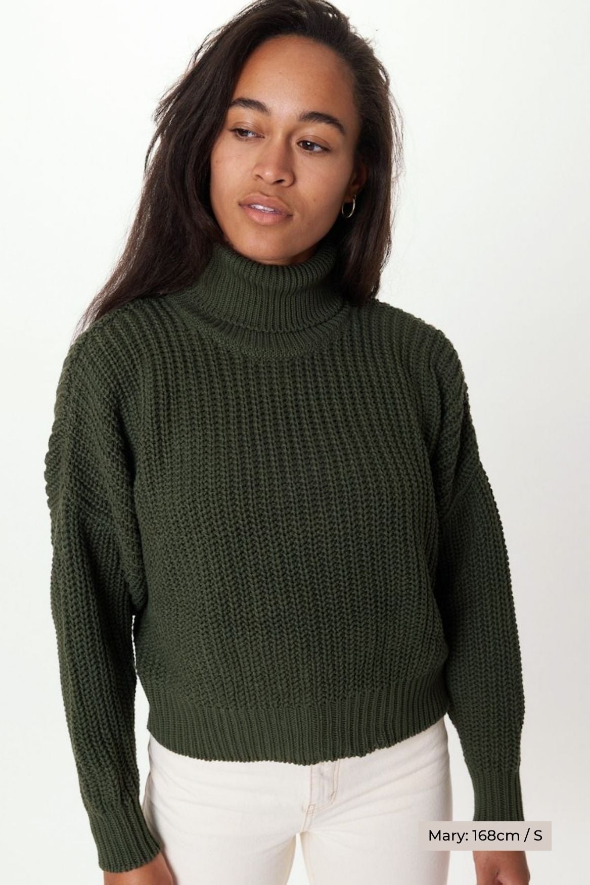 Turtleneck Knit Sweater Penelope Organic Cotton - Forest Green - Narah Soleigh