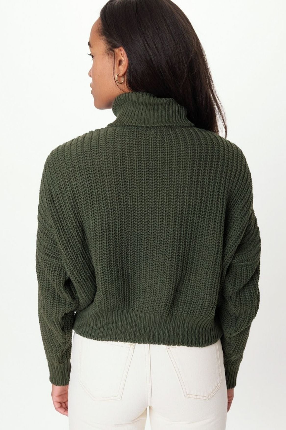 Turtleneck Knit Sweater Penelope Organic Cotton - Forest Green - Narah Soleigh