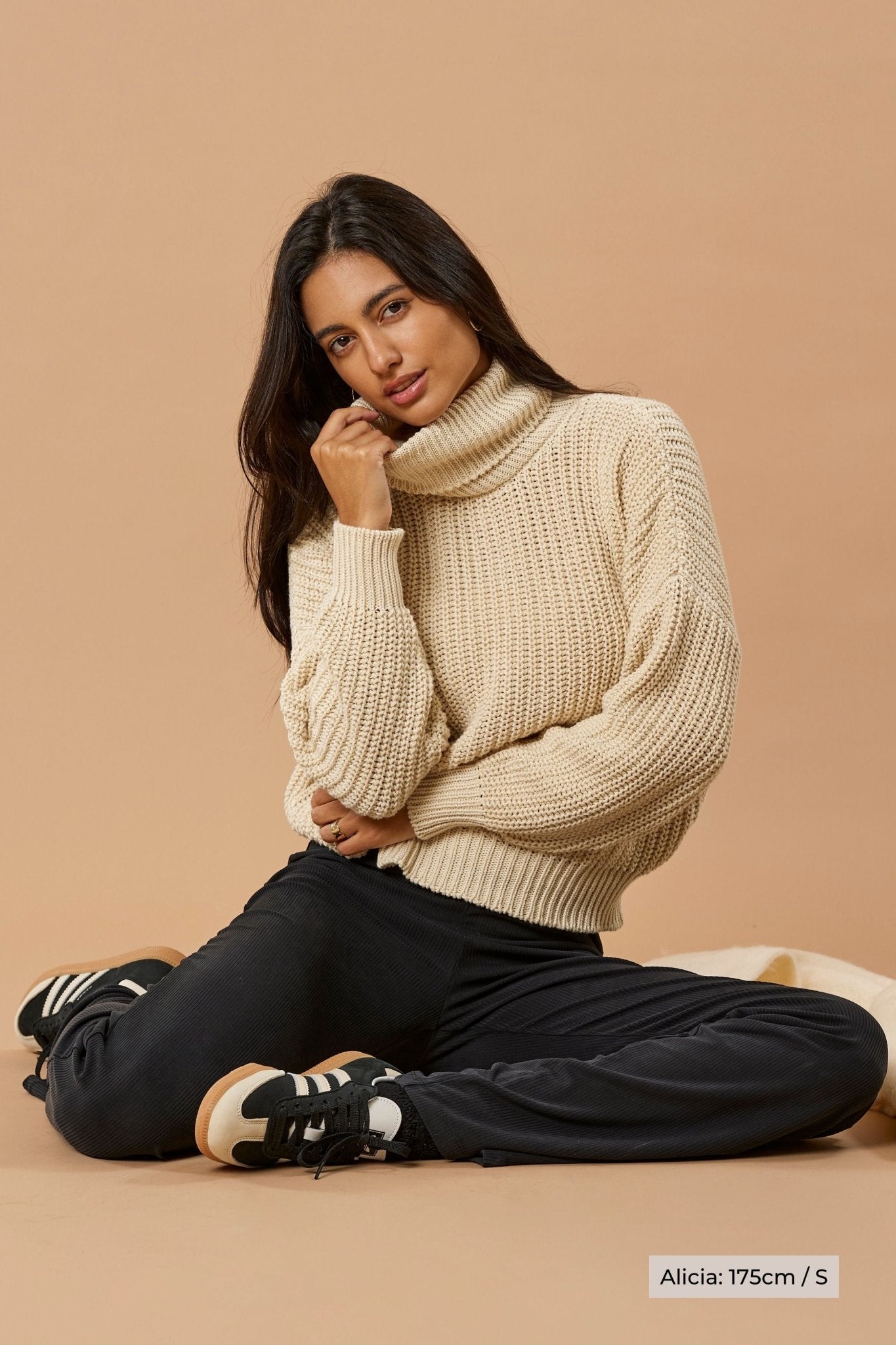 Turtleneck Knit Sweater Penelope Organic Cotton - Ivory - Narah Soleigh
