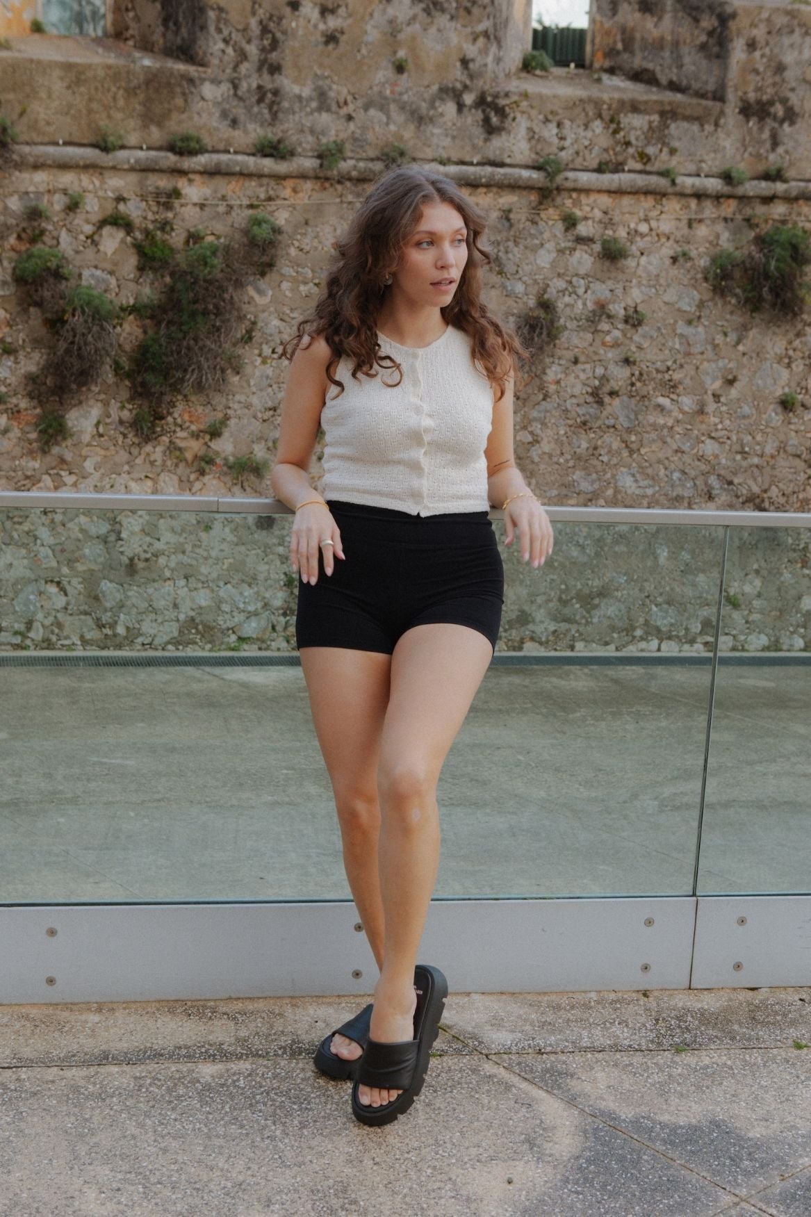 Two - Way Buttoned Knit Top Organic Cotton - Ecru - Narah Soleigh