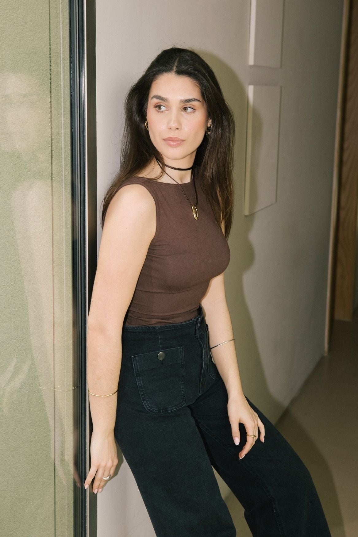 Two - Way Tank Top Micro Modal - Chocolate Brown - Narah Soleigh | Luxe Line