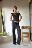 Wide Leg Flowy Pant Cupro - Faded Black - Narah Soleigh | Luxe Line