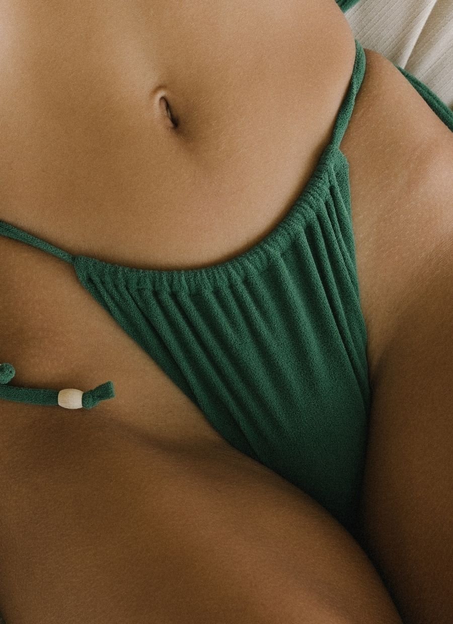 Arya Bikini Bottom - Emerald Green Terry - Narah Soleigh