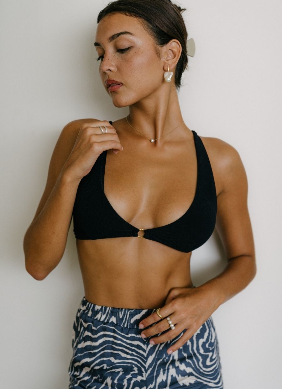 Faye Bikini Top - Black Terry - Narah Soleigh