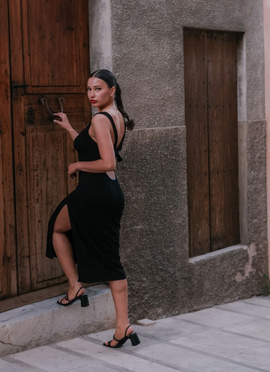 Francesca Midi Dress - Black - Narah Soleigh