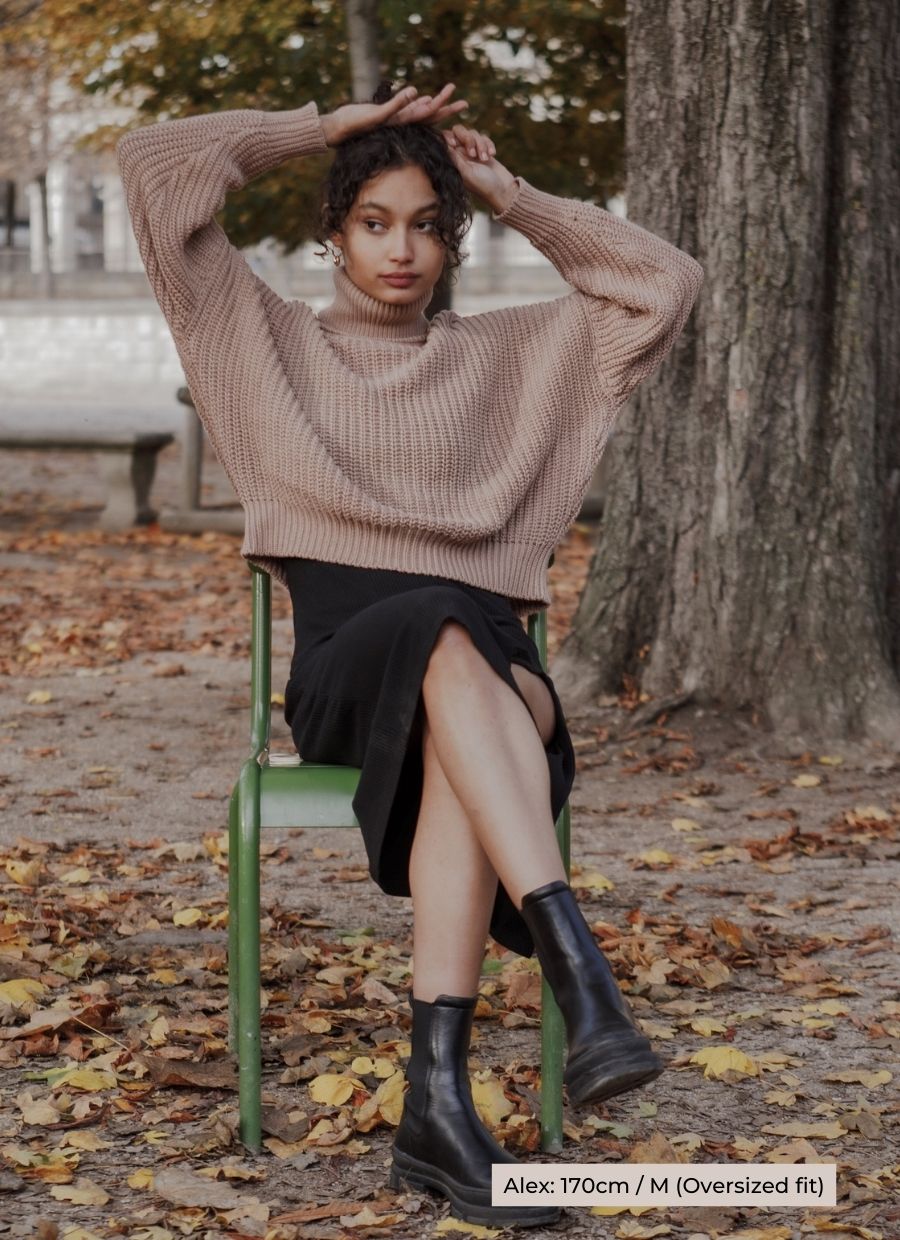 Penelope Turtleneck Knit Sweater - Mocha - Narah Soleigh